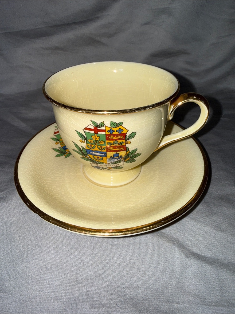 Royal Winton/Grimwades Canada Tea Cup & Saucer Set, Cream/Gold, England